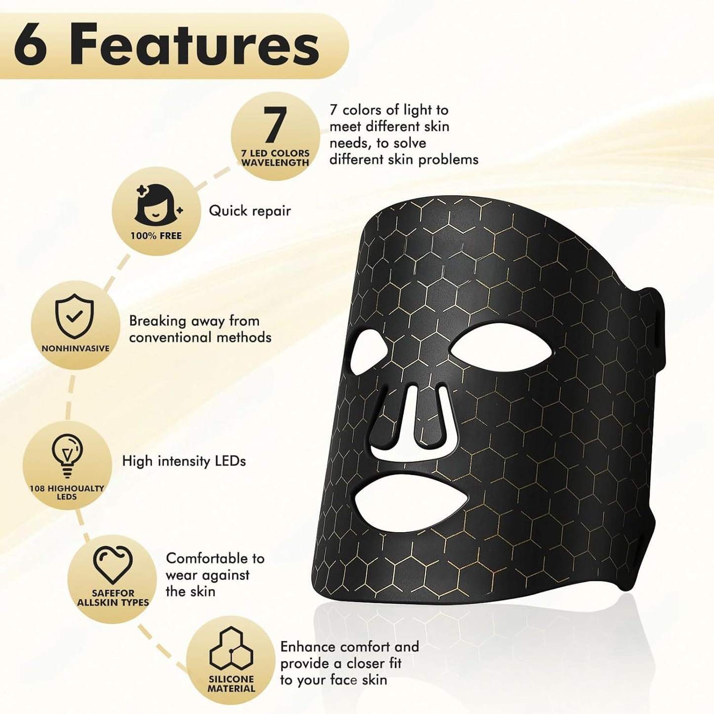 Silicone 7 Color LED Face Mask