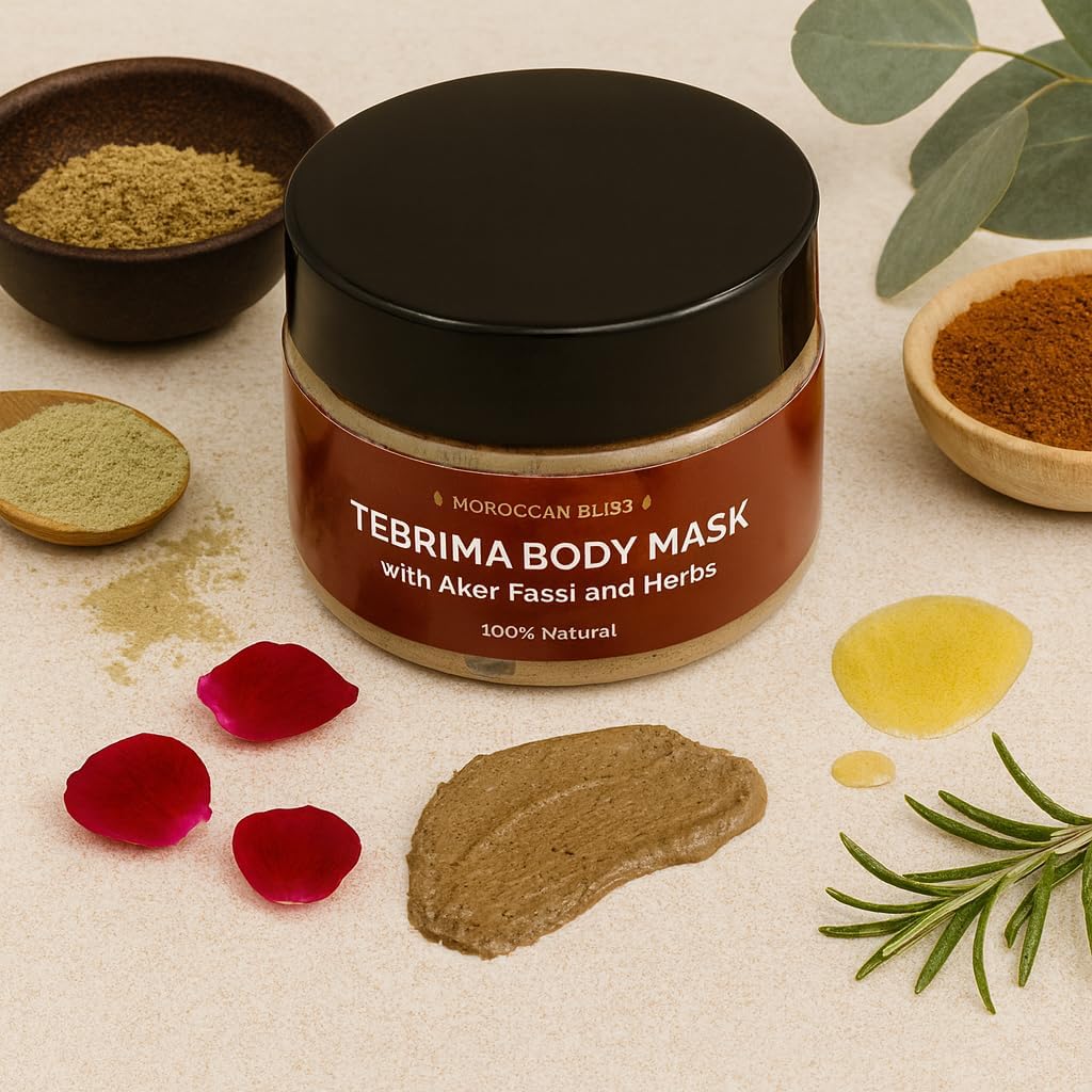 Moroccan Tebrima Body Mask – 100% Natural Herbal Skin Brightening & Detoxifying Treatment