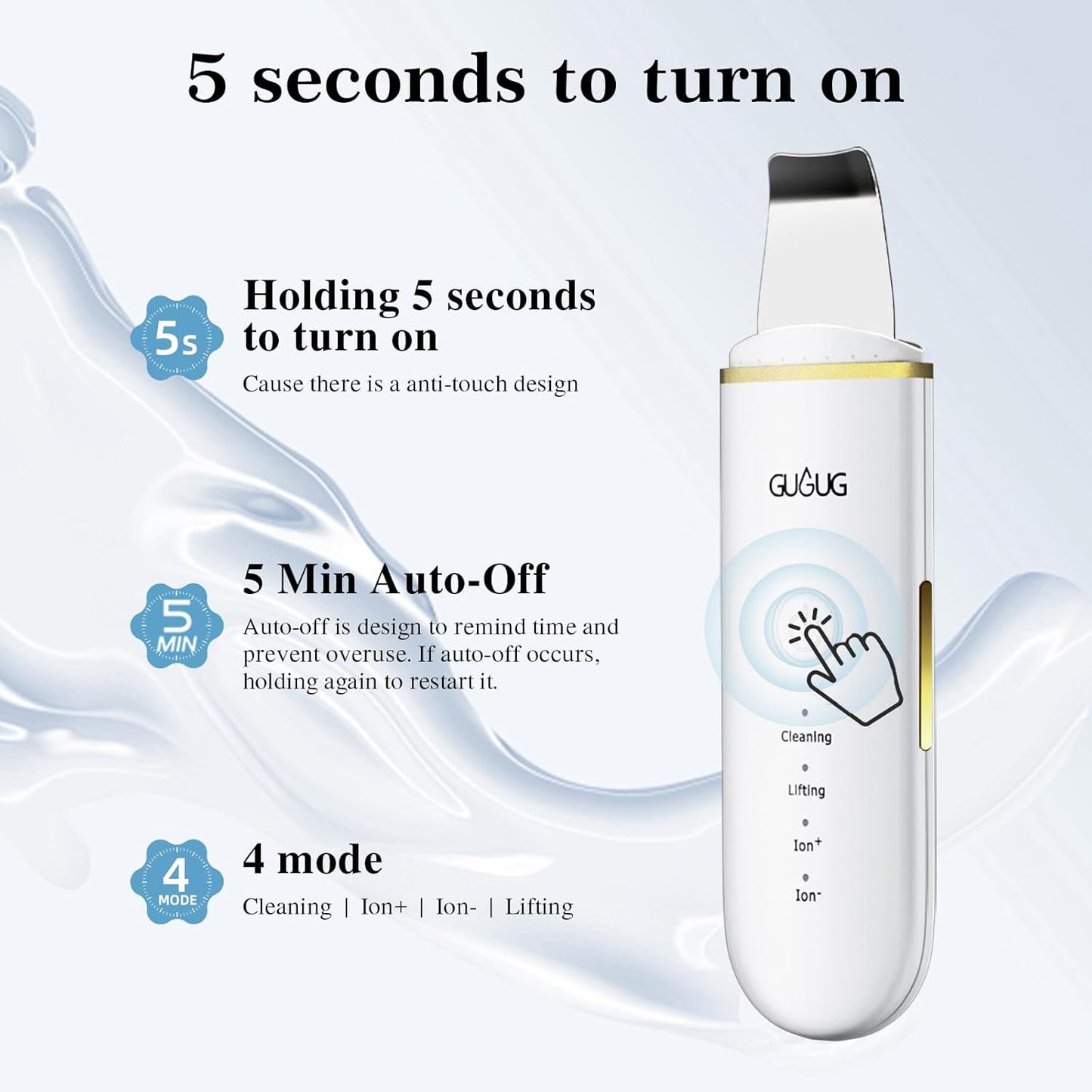 Sonic Facial Scrubber White Heads & Black Head Remover Tool