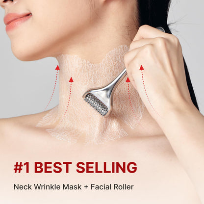 Wrinkle-fit Neck Mask 1 Box (Pack of 7) + Boosting Roller