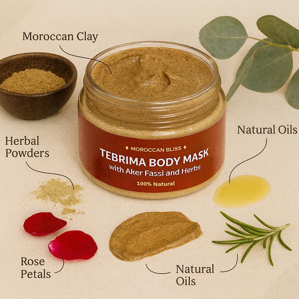Moroccan Tebrima Body Mask – 100% Natural Herbal Skin Brightening & Detoxifying Treatment